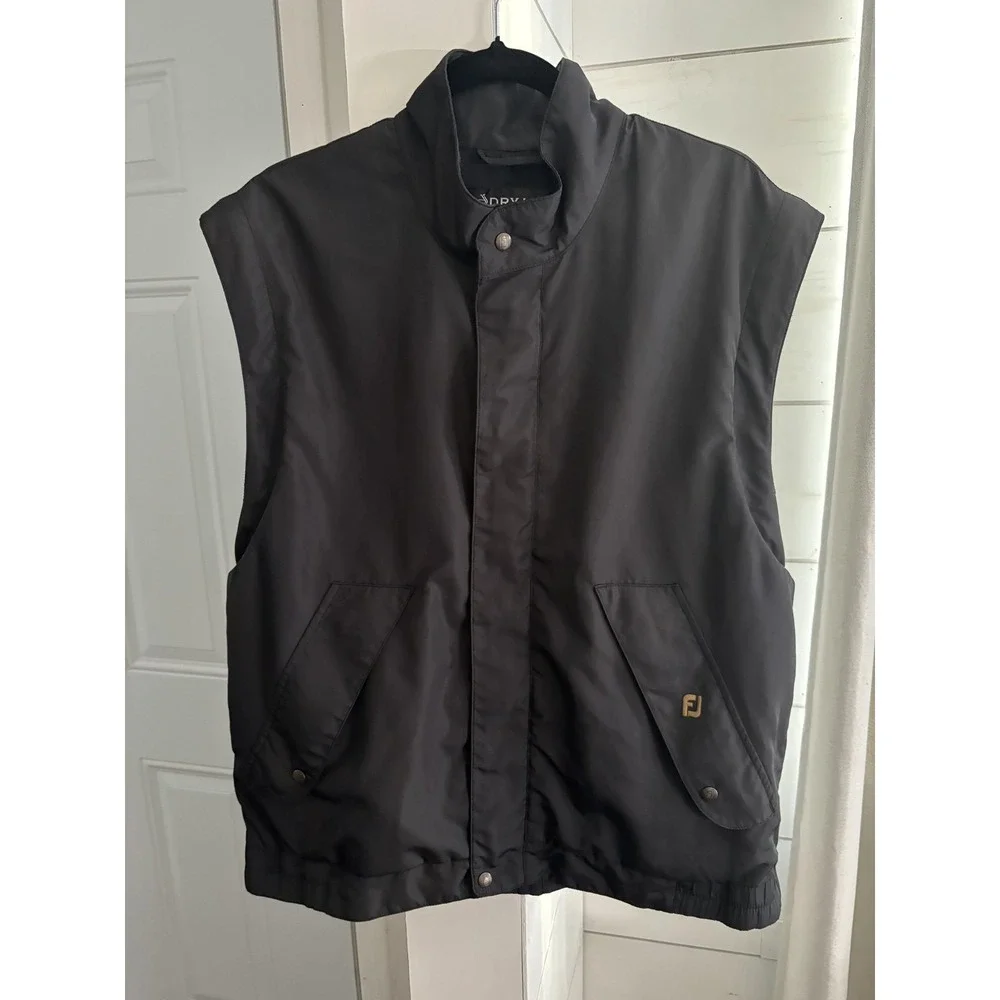 FootJoy DryJoys Vest Mens Medium Black Golf Windproof Water Resistant Gustblok